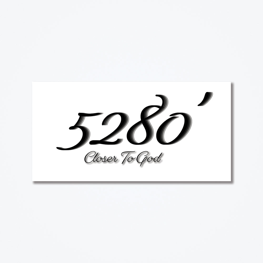 horizontal metal poster with a white background and black cursive