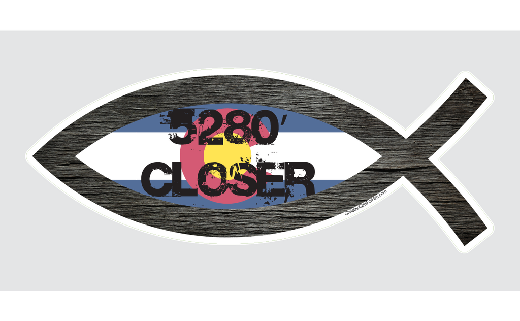 5280' Closer Colorado Christian Fish sticker.
