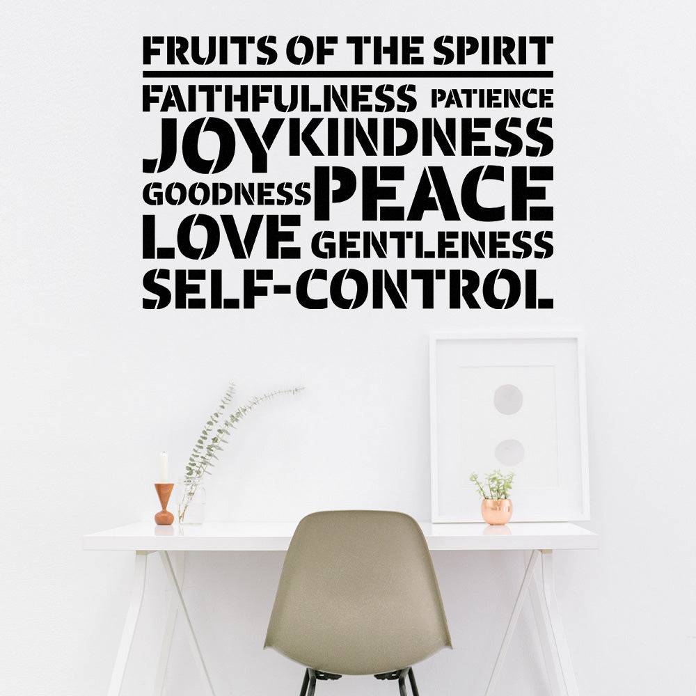 How the fruits of the spirit wall sticker will look in your home office.