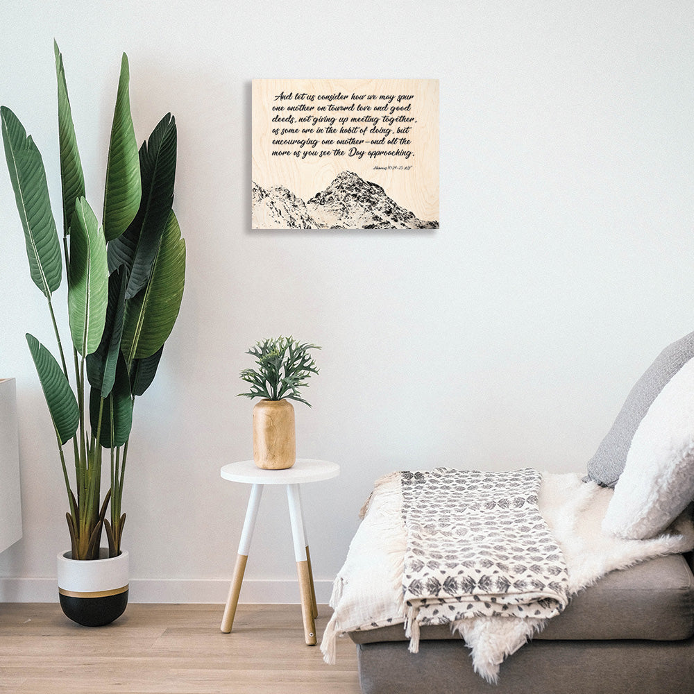 Mockup of the encouraging message wood poster in your home.