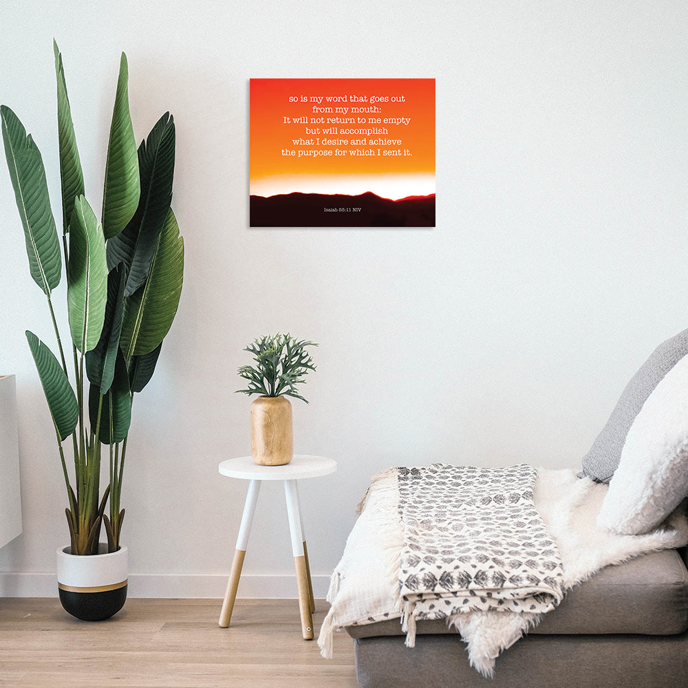 Mockup of a powerful quote on a metal poster in your home.