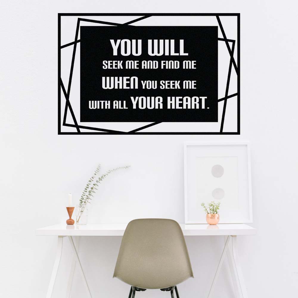 Mockup of the abstract framed wall sticker in your home office.