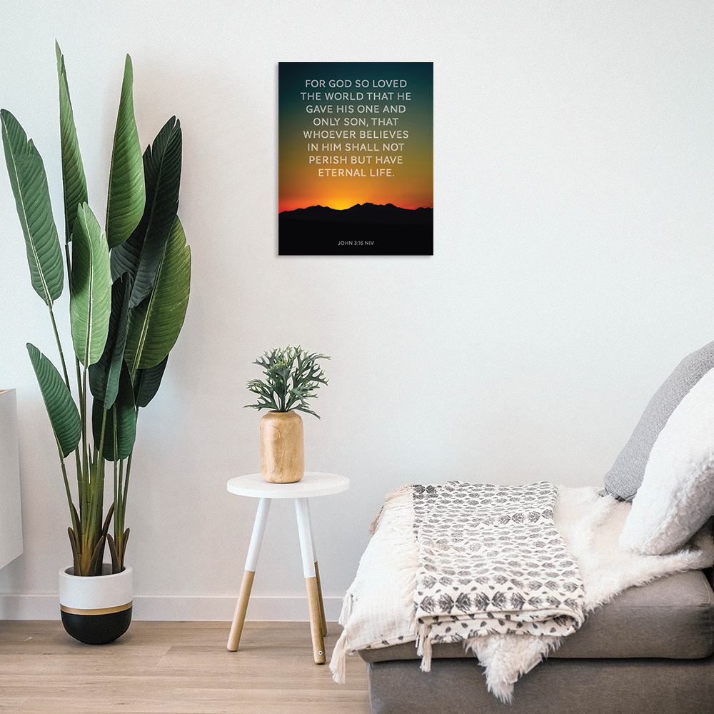 Mockup of the sunrise metal poster in your home.