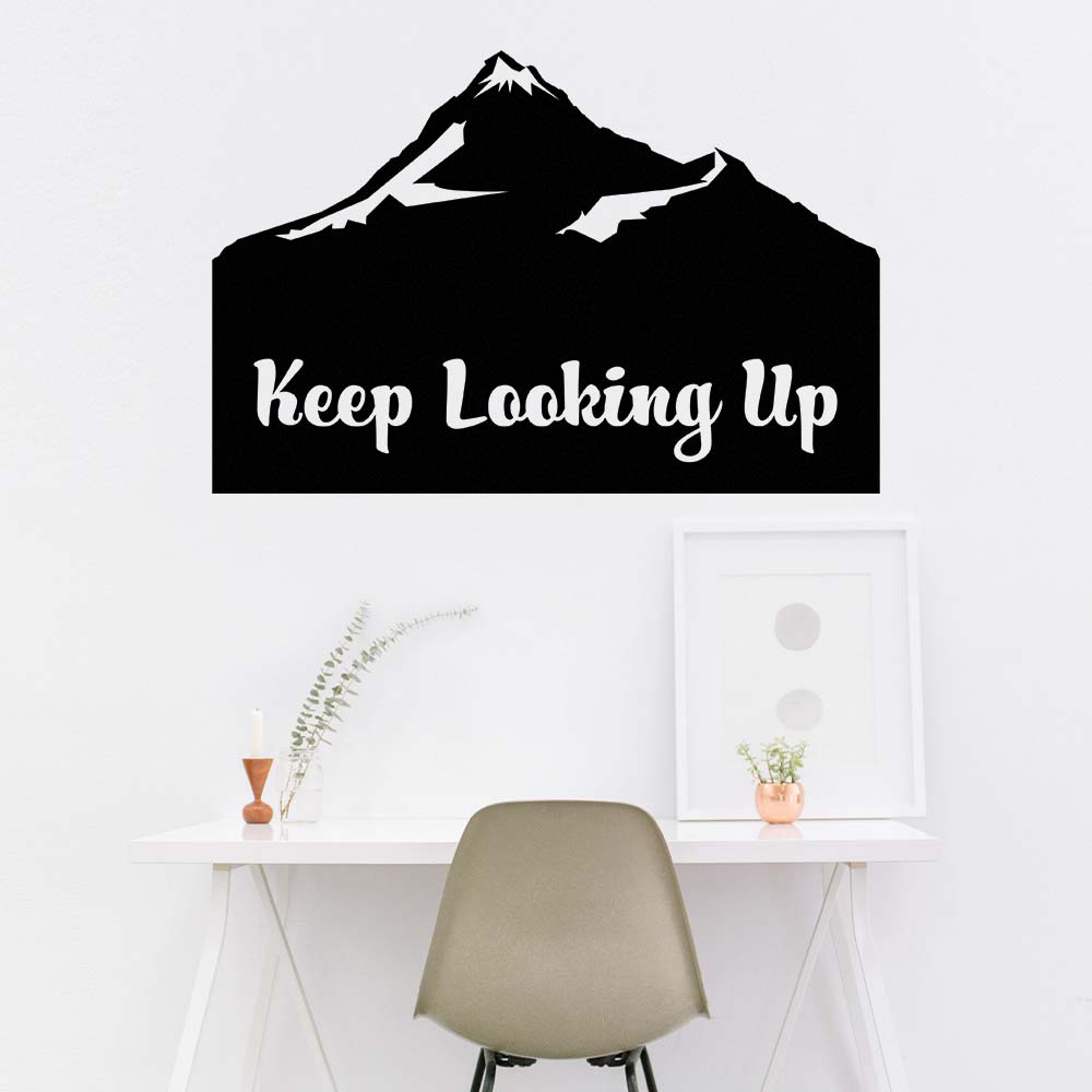 Mock up of the mountain peak wall sticker in your home office.