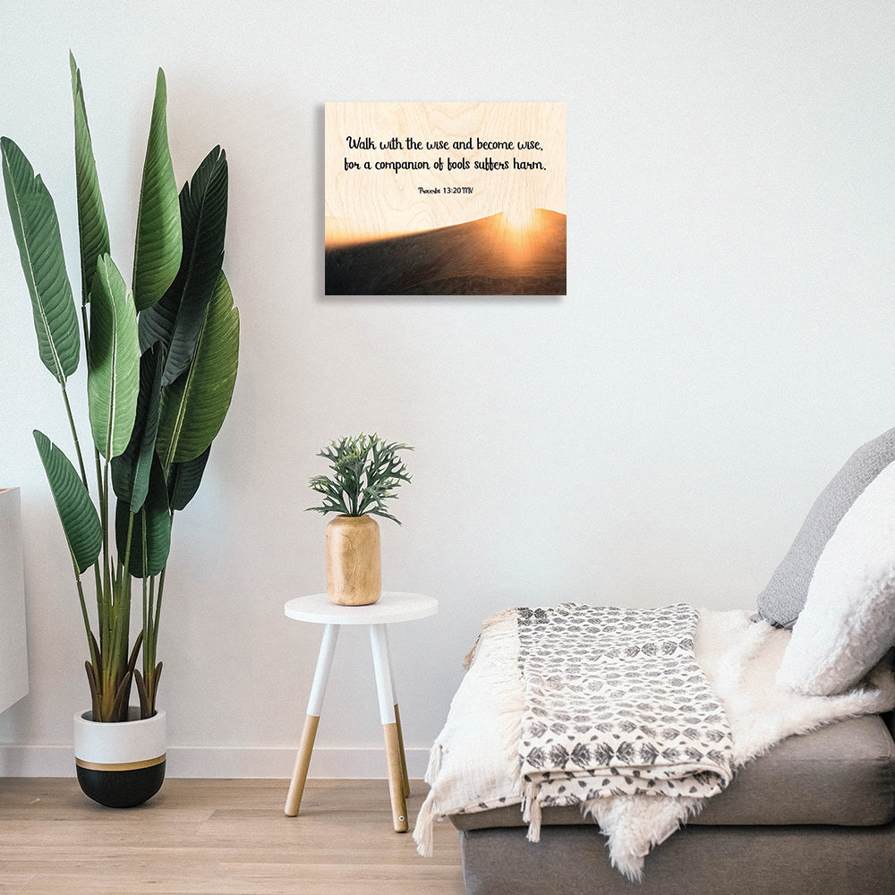 Mockup of the desert sunset wood poster for your home.