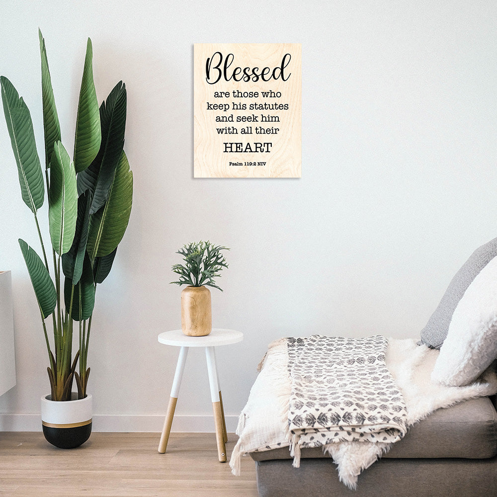 How the simple black text wood poster will look mocked up for your family room.