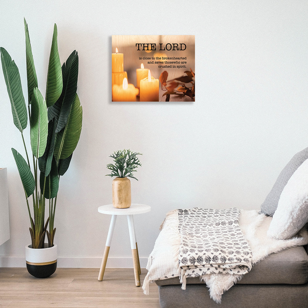 Mockup of a candle wood poster in your home.