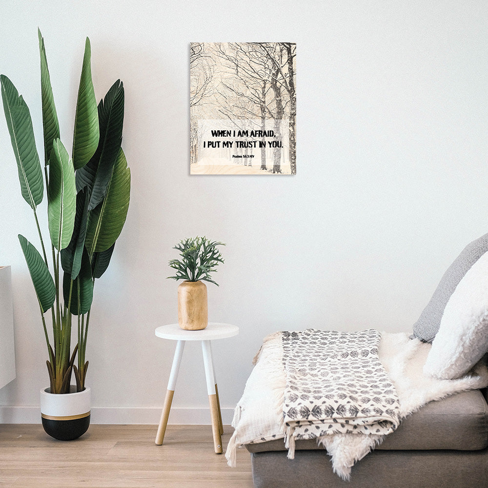 Mockup of a wood poster in your home.