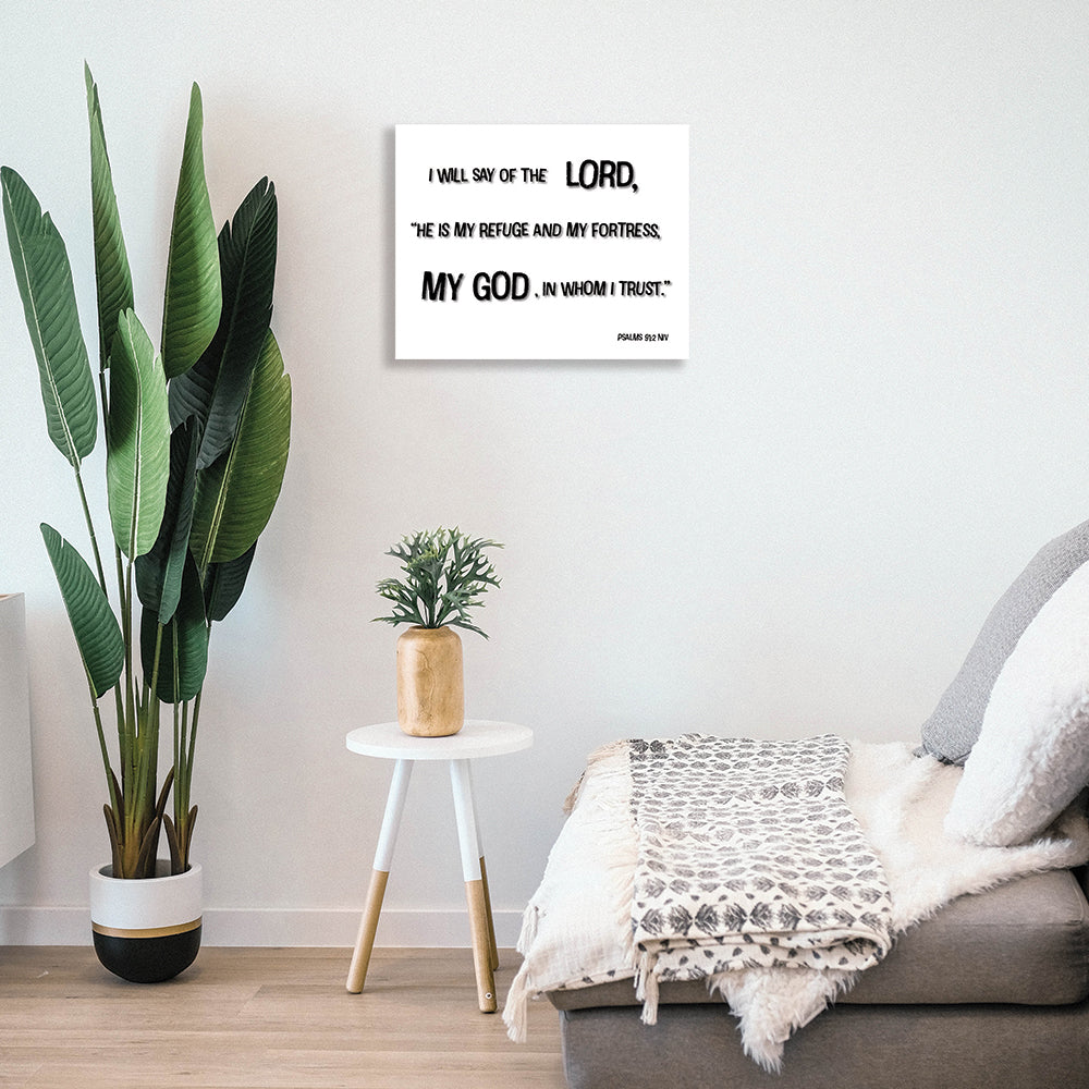 Psalms 91.12 metal poster mockup for how it will look in you home interior